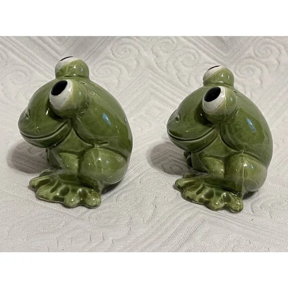 Vintage SALT & PEPPER SHAKERS BIG EYE Frogs JAPAN Ceramic EUC - Picture 4 of 9